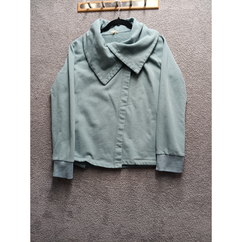 Hem & Thread‎ Women's Asymmetrical Collar Jacket Sage Green Size L Cotton Blend